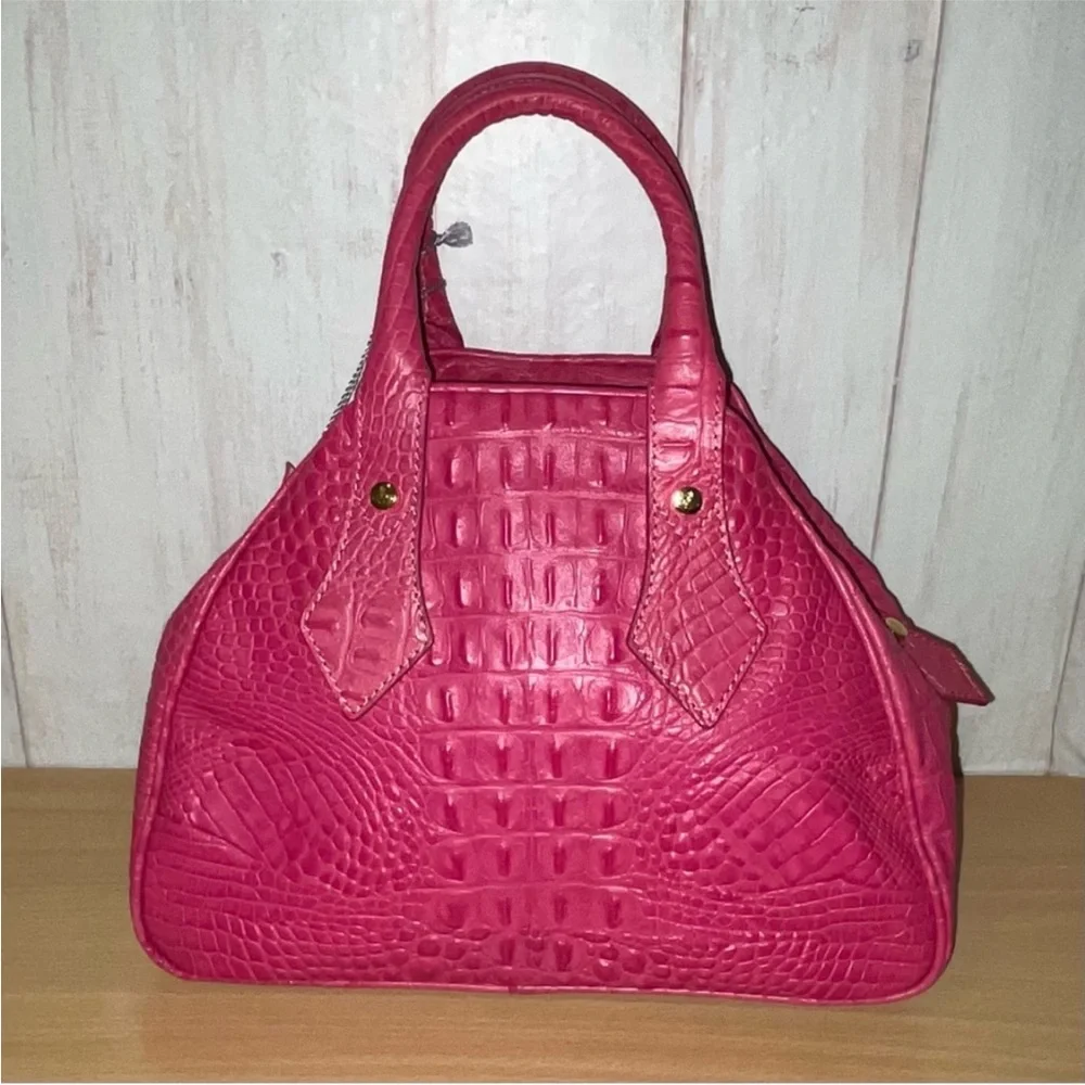 Vivienne Westwood Chancery Bowling Pink Croc Embossed Leather Bag NEW